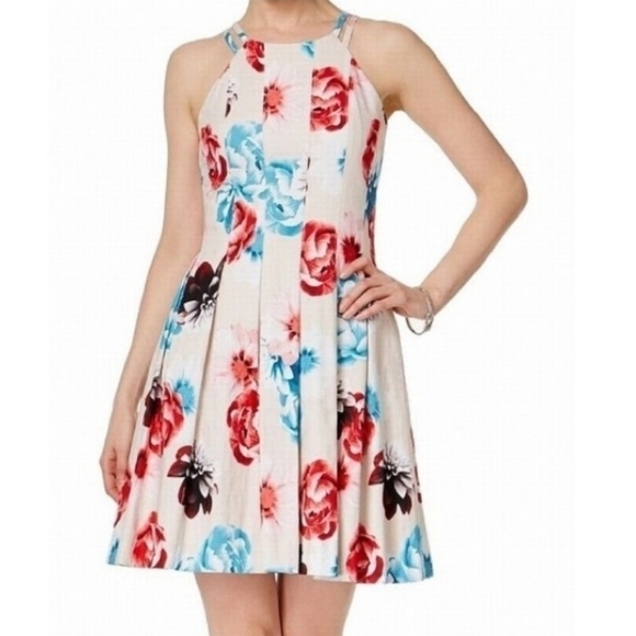 Guess Dress Womens 6 Floral Pattern‎ Sleeveless Knee Length Fitted Bodice A-Line - Picture 1 of 9